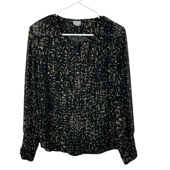 Converse Semi Sheer Blouse Size Large Long Sleeve Pleated Career Shirt - Picture 1 of 8